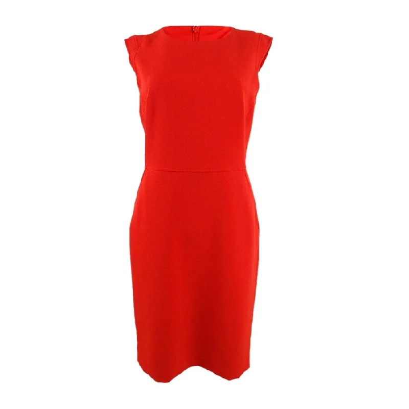 Online Only trendy bodycon dressAnne Klein Women's Crepe Sheath Dress (4, Pinot)