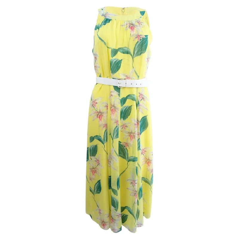 Best Bargains casual shift dressTommy Hilfiger Women's Belted Printed Midi Dress