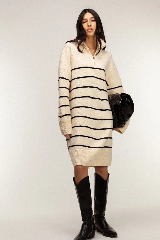Stock Up and Save wrap-around dressSTRIPED HALF-ZIP KNIT DRESS