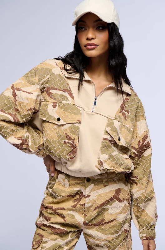 New Markdowns ON DUTY LONG SLEEVE CAMO PRINT SWEATSHIRT