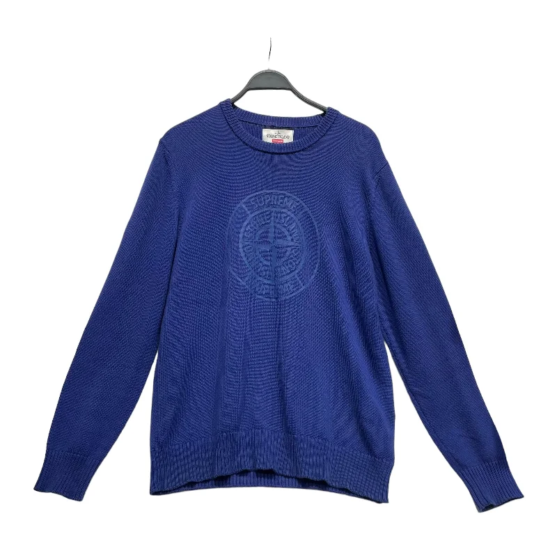 Blowout Deals STONE ISLAND/Supreme/Sweatshirt/L/Graphic/Cotton/BLU/SUPxSTN ISL