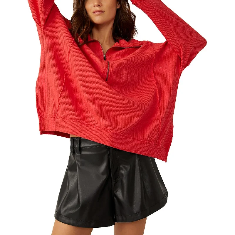 Loyalty Reward Free People Womens Pleated Long Sleeve 3/4 Zip Pullover