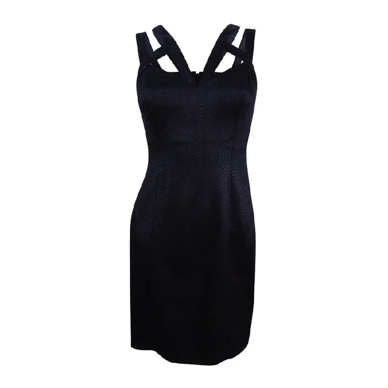 Deep Discounts chic wrap dressGuess Women's Caged Embossed Bodycon Dress (2, Black)