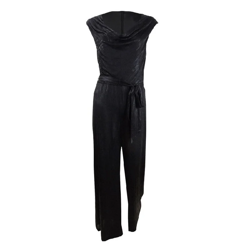 Seasonal Clearance sleek midi dressConnected Women's Cowlneck Jumpsuit (8, Black)