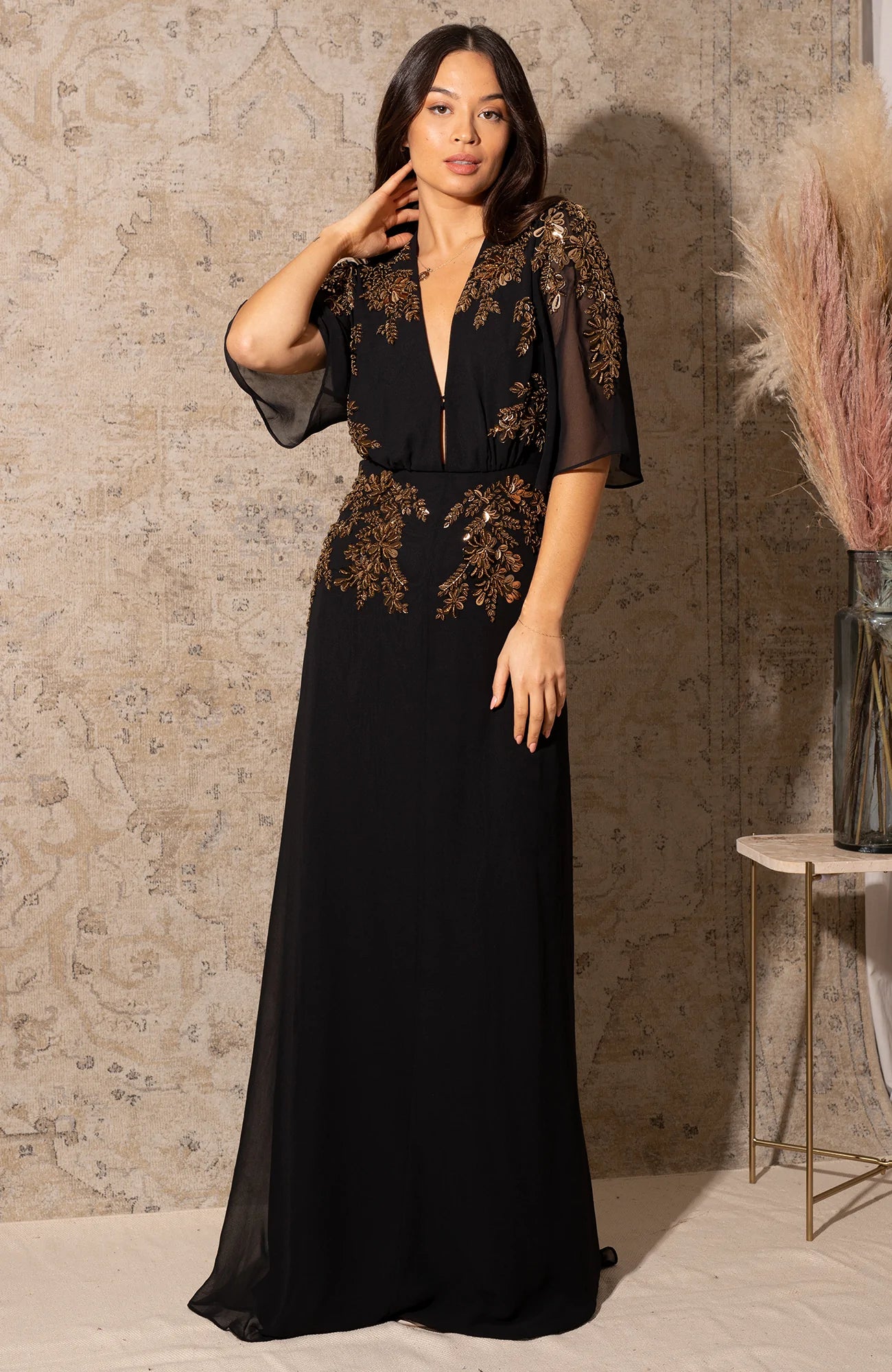 Buy Now backless dressThe Shay Plunge Front Maxi Dress (Black)