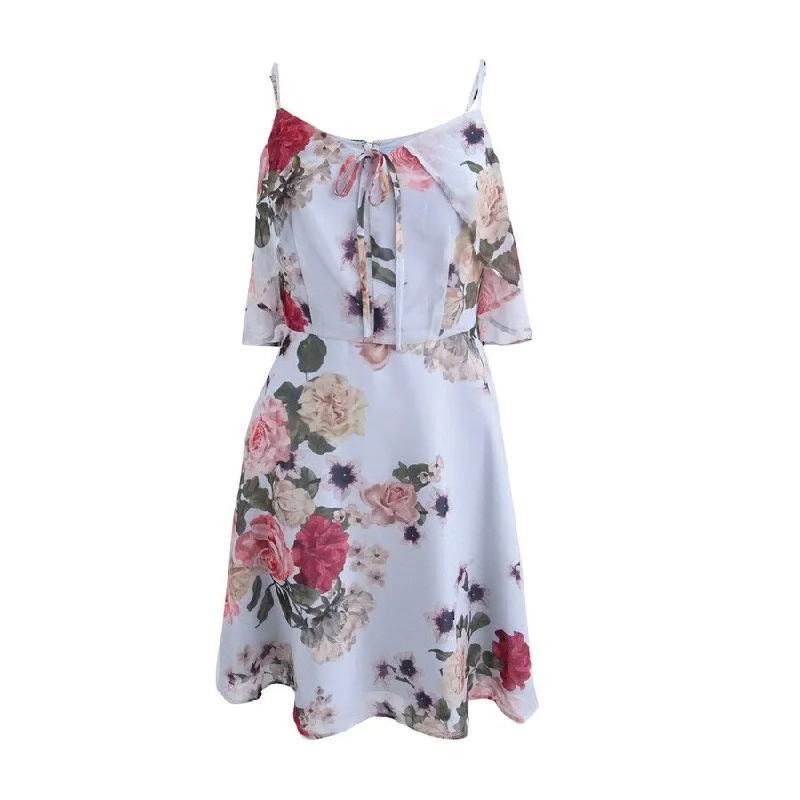 Today Only A-line dressCeCe Women's Olivia Floral-Print Cold-Shoulder Dress