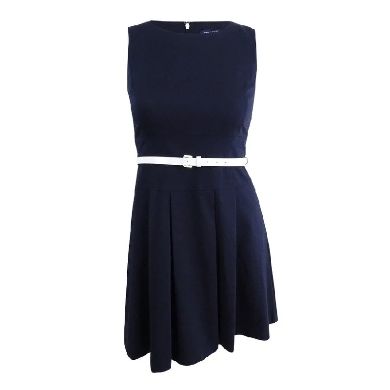 Instant Discount evening dressTommy Hilfiger Women's Fit & Flare Dress (12, Navy)