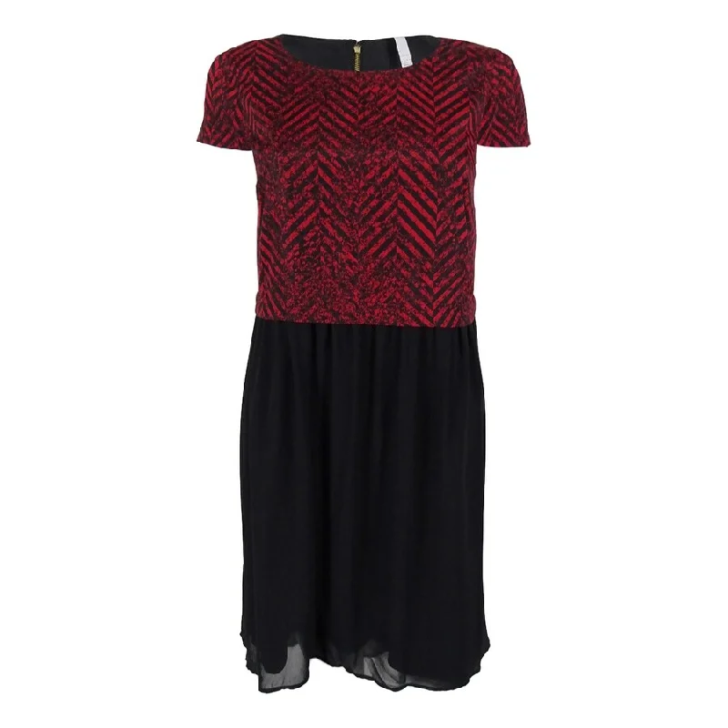 Exclusive Deal stylish party dressKensie Women's Short Sleeve Chevron Print Dress
