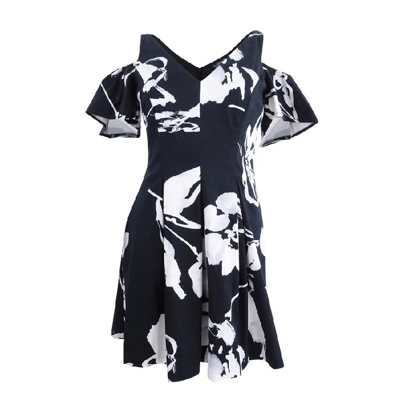 Best Deals satin dressLauren by Ralph Lauren Women's Floral-Print Fit & Flare Dress